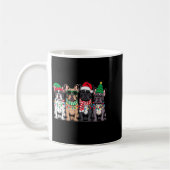 Four French Bulldog Dogs Christmas Funny Santa Rei コーヒーマグカップ (左)