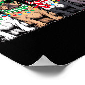 Four French Bulldog Dogs Christmas Funny Santa Rei ポスター (角)