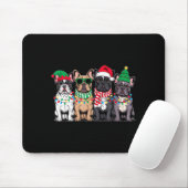Four French Bulldog Dogs Christmas Funny Santa Rei マウスパッド (マウス)