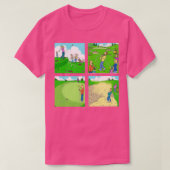 Four Fun Golf Illustration Scenes Tシャツ (デザイン正面)