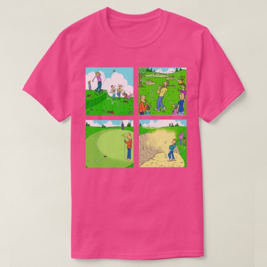 Four Fun Golf Illustration Scenes Tシャツ (デザイン正面)