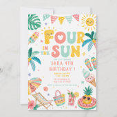 Four in the Sun 4歳の誕生日パーティー 招待状 (正面)