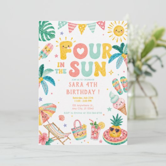 Four in the Sun 4歳の誕生日パーティー 招待状 (スタンド正面)