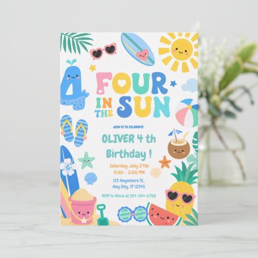 Four in the Sun 4歳の誕生日パーティー 招待状 (スタンド正面)