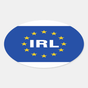 FOUR Ireland "IRL"欧州連合(EU)国旗 楕円形シール
