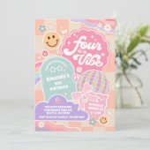 Four Is A Vibe Cloud Rainbow Disco 4th Birthday 招待状 (スタンド正面)
