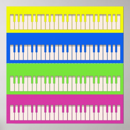Four Keyboards Pop Art Poster ポスター (正面)