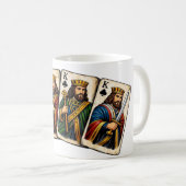 Four Kings Playing Cards Design コーヒーマグカップ (正面右)