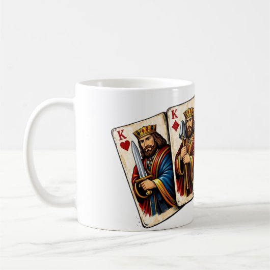 Four Kings Playing Cards Design コーヒーマグカップ (左)