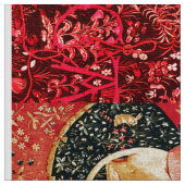 FOUR LADY AND UNICORN STORIES赤緑フローラ ファブリック (クローズアップ)