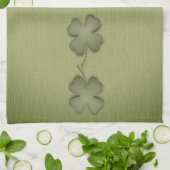 Four Leaf Clover Irish Green Design キッチンタオル (折り畳み)
