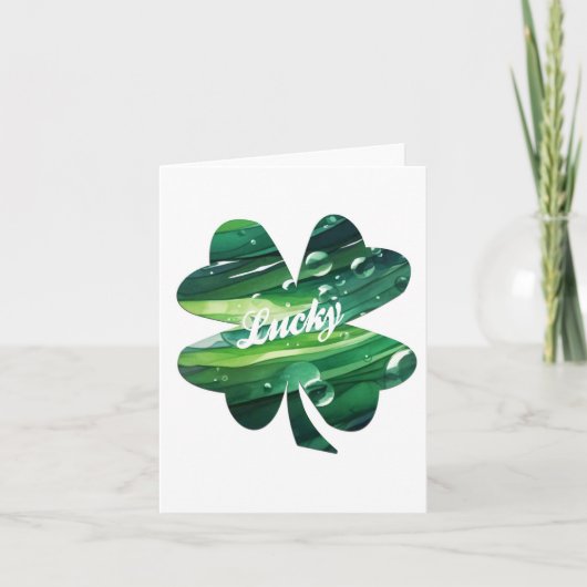 Four Leaf Clover Lucky Watercolor Shamrock Graphic カード (正面)