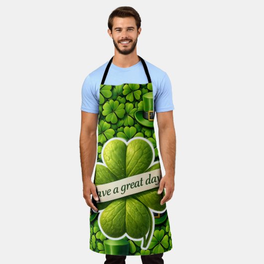 Four leaf clover Saint Patrick エプロン (着用した状態)