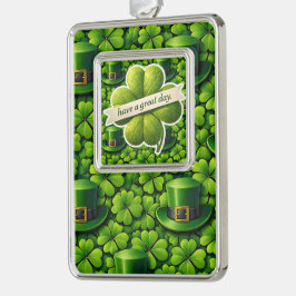 Four leaf clover Saint Patrick's Day have a great  シルバープレートフレームオーナメント