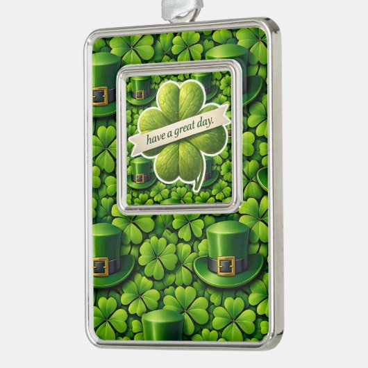 Four leaf clover Saint Patrick's Day have a great  シルバープレートフレームオーナメント (左)