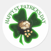 Four Leaf Clover St. Patrick's Day ラウンドシール (正面)