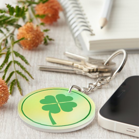 Four Leaf Clover St. Patrick's Day Design-87906 キーホルダー (正面右)