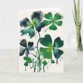 Four-leaf clover - Watercolor flowers カード (正面)
