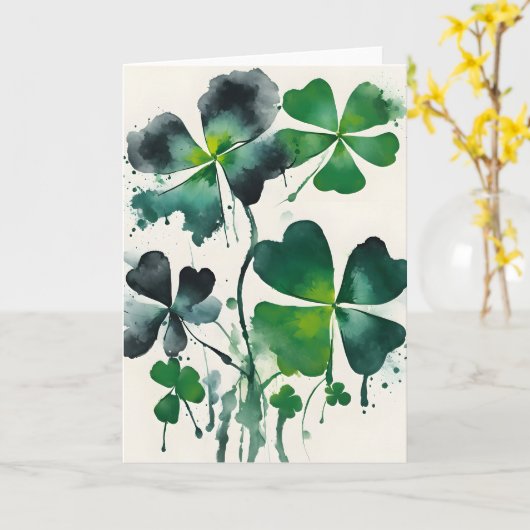 Four-leaf clover - Watercolor flowers カード (黄色い花)