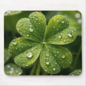 Four-leaf Clover With Raindrops マウスパッド (正面)