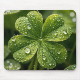 Four-leaf Clover With Raindrops マウスパッド