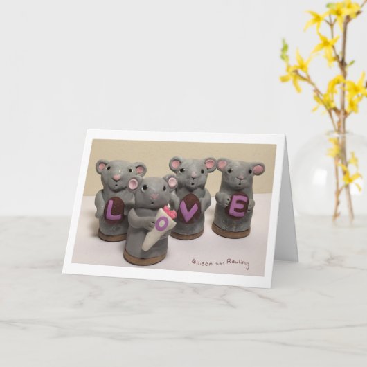 Four Mice - LOVE カード (黄色い花)