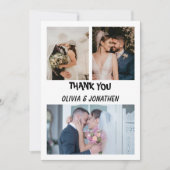 Four Photo Collage Wedding Thank You ノートカード (正面)