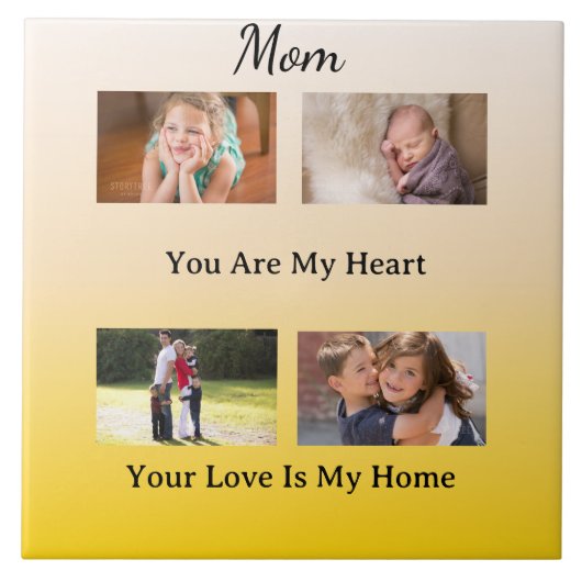 Four Photo Layout – Cream & Gold Tribute タイル (正面)