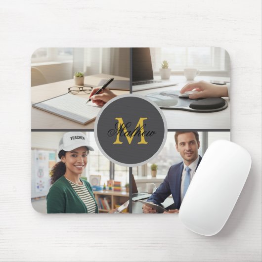 Four Photo Monogram Personalized Mouse Pad マウスパッド (マウス)