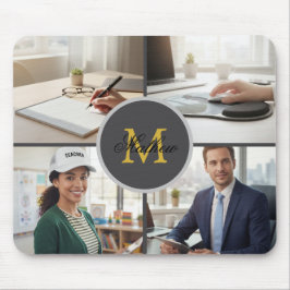 Four Photo Monogram Personalized Mouse Pad マウスパッド