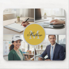 Four Photo Personalized Monogram Name Custom マウスパッド