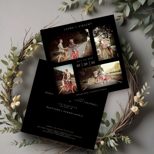 Four Photos Minimalist Modern Collage Wedding セーブザデート