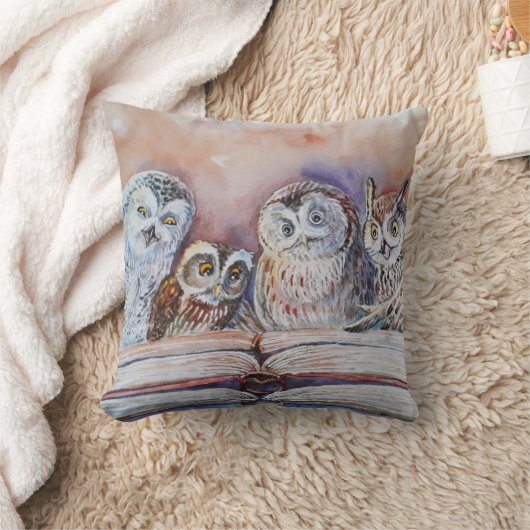 Four reading owls クッション (ブランケット)