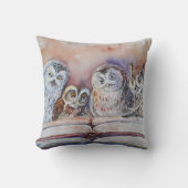 Four reading owls クッション (正面)