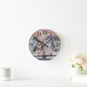 Four reading owls ラウンド壁時計 (ホーム)