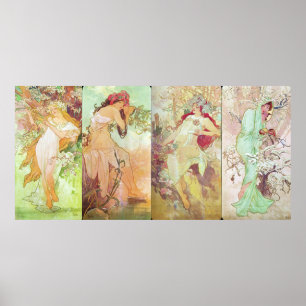 Four Seasons by Alfons Mucha, 1896 ポスター