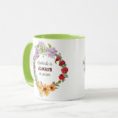 Four Seasons Floral Wreath Gratitude Quote Mug マグカップ (正面左)