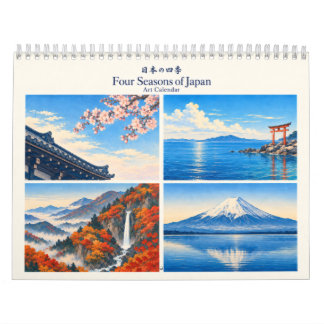 Four Seasons of Japan Woodblock Style Art カレンダー