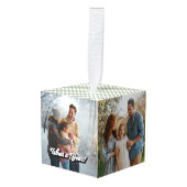 Four Seasons "Year in Review"レトロファミリーフォト キューブオーナメント (正面アングル)