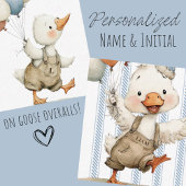 FOUR Silly Goose Cute Pinstripe Boy 4th Birthday 招待状