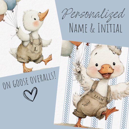 FOUR Silly Goose Cute Pinstripe Boy 4th Birthday 招待状