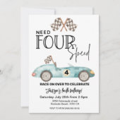 FOUR Speed Blue Raceのクルマ4thの誕生日が必要 招待状 (正面)