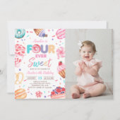 Four Sweet Dout Candy 4th Birthday Photo 招待状 (正面)