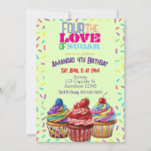 Four the Love of Sugar, Cupcake 4th Birthday 招待状 (正面)