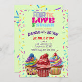Four the Love of Sugar, Cupcake 4th Birthday 招待状 (正面/裏面)