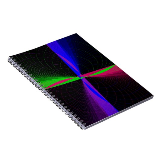 Four-Way Geometric Wave Spiral Notebook ノートブック (右側)