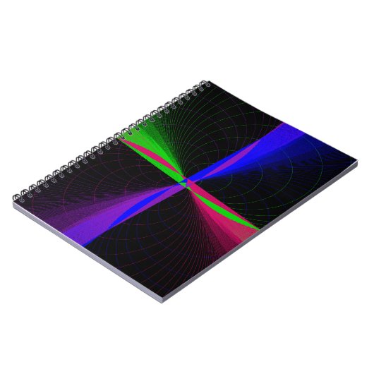 Four-Way Geometric Wave Spiral Notebook ノートブック (左側)
