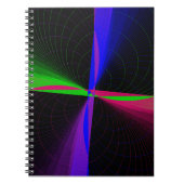 Four-Way Geometric Wave Spiral Notebook ノートブック (正面)