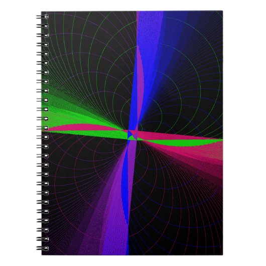 Four-Way Geometric Wave Spiral Notebook ノートブック (正面)