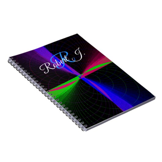 Four-Way Geometric Wave Spiral Notebook ノートブック (右側)